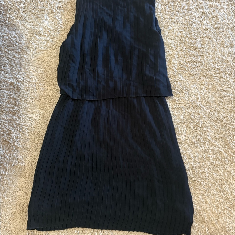 J. Jill Black Pleated Tiered Mini Dress Women’s M NWT